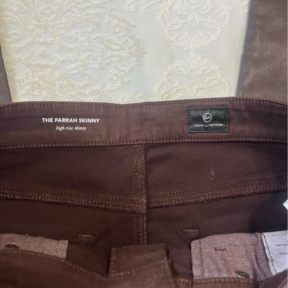 Adriano Goldschmied AG Farrah Skinny Leatherette High Rise Skinny Brown Size 31 - Picture 7 of 16